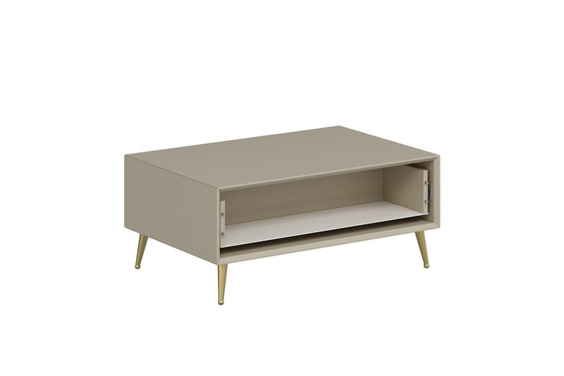 Luxe 90 cm Rektangulärt Soffbord med Lådor i Trä - Beige - Möbler - Bord & matgrupp - Soffbord