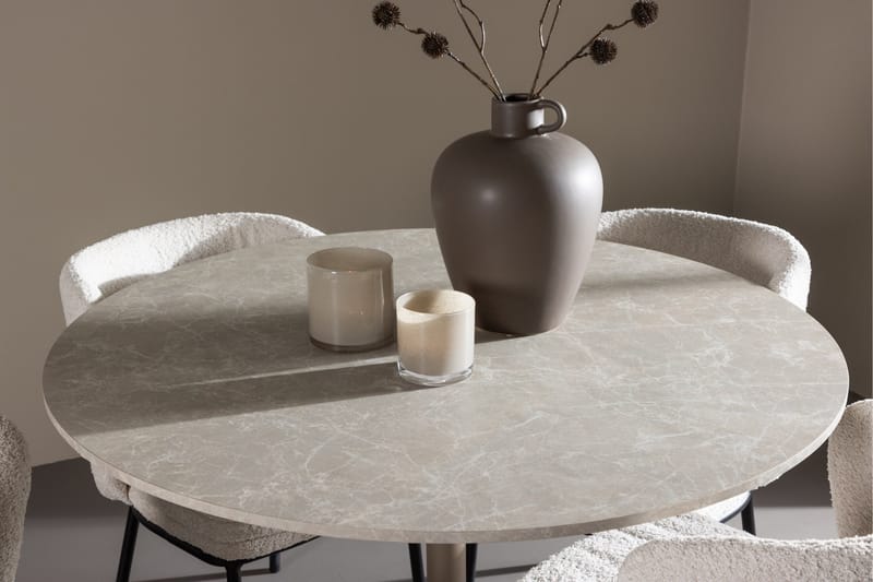 Lycke Matgrupp 110 cm Rund med 4 Agnes stolar - Beige/Vit - Möbler - Bord & matgrupp - Matgrupp