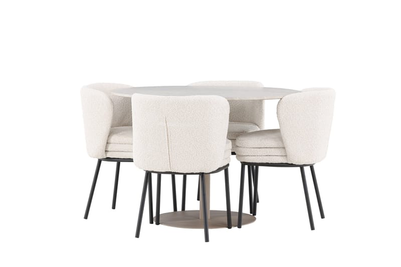 Lycke Matgrupp 110 cm Rund med 4 Agnes stolar - Beige/Vit - Möbler - Bord & matgrupp - Matgrupp
