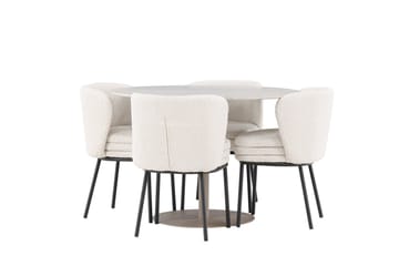 Lycke Matgrupp 110 cm Rund med 4 Agnes stolar - Beige/Vit - Möbler - Bord & matgrupp - Matgrupp