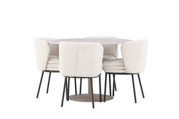 Lycke Matgrupp 110 cm Rund med 4 Agnes stolar - Beige/Vit - Möbler - Bord & matgrupp - Matgrupp