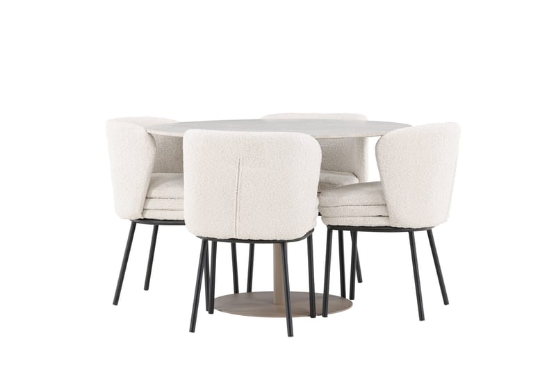 Lycke Matgrupp 110 cm Rund med 4 Agnes stolar - Beige/Vit - Möbler - Bord & matgrupp - Matgrupp