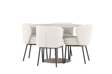 Lycke Matgrupp 110 cm Rund med 4 Agnes stolar - Beige/Vit - Möbler - Bord & matgrupp - Matgrupp