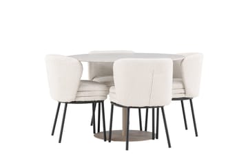 Lycke Matgrupp 110 cm Rund med 4 Agnes stolar - Beige/Vit - Möbler - Bord & matgrupp - Matgrupp