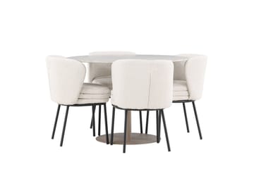 Lycke Matgrupp 110 cm Rund med 4 Agnes stolar - Beige/Vit - Möbler - Bord & matgrupp - Matgrupp