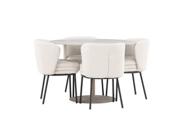 Lycke Matgrupp 110 cm Rund med 4 Agnes stolar - Beige/Vit - Möbler - Bord & matgrupp - Matgrupp