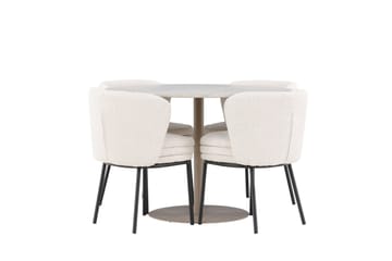Lycke Matgrupp 110 cm Rund med 4 Agnes stolar - Beige/Vit - Möbler - Bord & matgrupp - Matgrupp