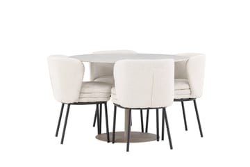 Lycke Matgrupp 110 cm Rund med 4 Agnes stolar - Beige/Vit - Möbler - Bord & matgrupp - Matgrupp