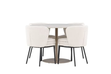 Lycke Matgrupp 110 cm Rund med 4 Agnes stolar - Beige/Vit - Möbler - Bord & matgrupp - Matgrupp