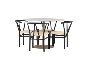 Lycke Matgrupp 110 cm Rund med 4 Alfons stolar - Beige/Svart - Möbler - Bord & matgrupp - Matgrupp