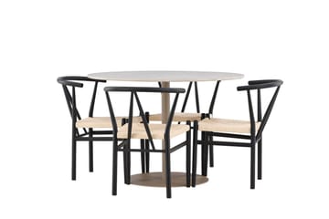Lycke Matgrupp 110 cm Rund med 4 Alfons stolar - Beige/Svart - Möbler - Bord & matgrupp - Matgrupp
