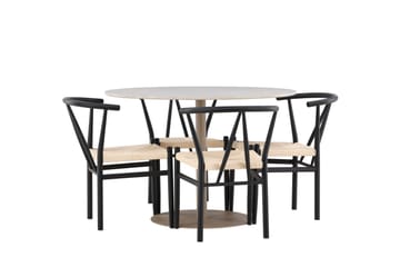 Lycke Matgrupp 110 cm Rund med 4 Alfons stolar - Beige/Svart - Möbler - Bord & matgrupp - Matgrupp
