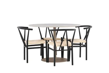 Lycke Matgrupp 110 cm Rund med 4 Alfons stolar - Beige/Svart - Möbler - Bord & matgrupp - Matgrupp
