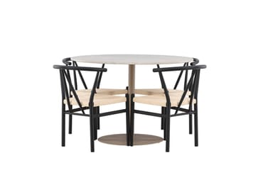 Lycke Matgrupp 110 cm Rund med 4 Alfons stolar - Beige/Svart - Möbler - Bord & matgrupp - Matgrupp