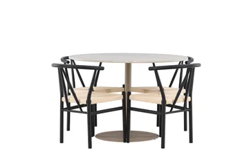 Lycke Matgrupp 110 cm Rund med 4 Alfons stolar - Beige/Svart - Möbler - Bord & matgrupp - Matgrupp