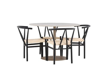 Lycke Matgrupp 110 cm Rund med 4 Alfons stolar - Beige/Svart - Möbler - Bord & matgrupp - Matgrupp