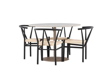 Lycke Matgrupp 110 cm Rund med 4 Alfons stolar - Beige/Svart - Möbler - Bord & matgrupp - Matgrupp