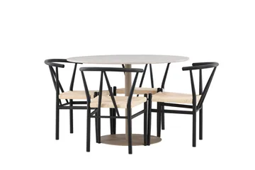 Lycke Matgrupp 110 cm Rund med 4 Alfons stolar - Beige/Svart - Möbler - Bord & matgrupp - Matgrupp