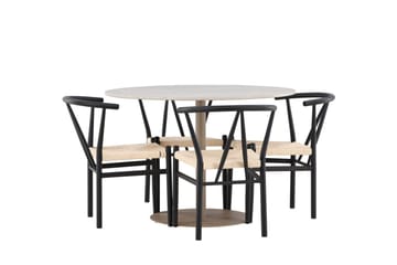 Lycke Matgrupp 110 cm Rund med 4 Alfons stolar - Beige/Svart - Möbler - Bord & matgrupp - Matgrupp