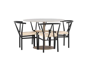 Lycke Matgrupp 110 cm Rund med 4 Alfons stolar - Beige/Svart - Möbler - Bord & matgrupp - Matgrupp