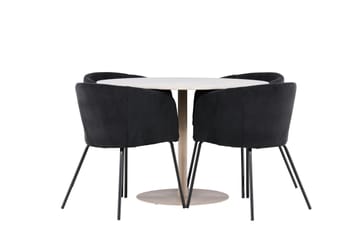 Lycke Matgrupp 110 cm Rund med 4 Berit stolar - Beige/Svart - Möbler - Bord & matgrupp - Matgrupp