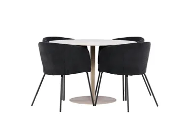 Lycke Matgrupp 110 cm Rund med 4 Berit stolar - Beige/Svart - Möbler - Bord & matgrupp - Matgrupp