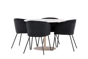 Lycke Matgrupp 110 cm Rund med 4 Berit stolar - Beige/Svart - Möbler - Bord & matgrupp - Matgrupp