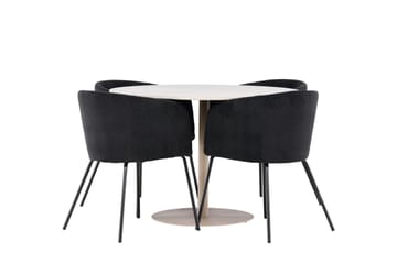 Lycke Matgrupp 110 cm Rund med 4 Berit stolar - Beige/Svart - Möbler - Bord & matgrupp - Matgrupp