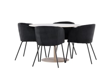 Lycke Matgrupp 110 cm Rund med 4 Berit stolar - Beige/Svart - Möbler - Bord & matgrupp - Matgrupp