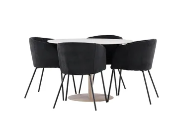 Lycke Matgrupp 110 cm Rund med 4 Berit stolar - Beige/Svart - Möbler - Bord & matgrupp - Matgrupp