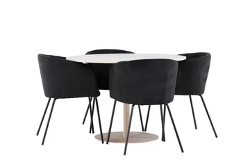 Lycke Matgrupp 110 cm Rund med 4 Berit stolar - Beige/Svart - Möbler - Bord & matgrupp - Matgrupp