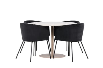 Lycke Matgrupp 110 cm Rund med 4 Berit stolar - Beige/Svart - Möbler - Bord & matgrupp - Matgrupp