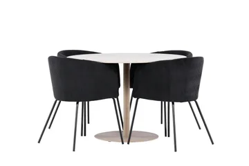 Lycke Matgrupp 110 cm Rund med 4 Berit stolar - Beige/Svart - Möbler - Bord & matgrupp - Matgrupp