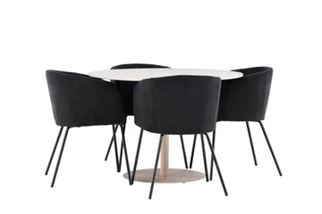 Lycke Matgrupp 110 cm Rund med 4 Berit stolar - Beige/Svart - Möbler - Bord & matgrupp - Matgrupp