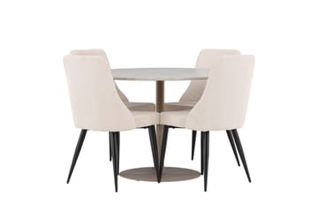 Lycke Matgrupp 110 cm Rund med 4 Leone stolar - Beige/Beige - Möbler - Bord & matgrupp - Matgrupp