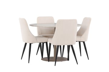 Lycke Matgrupp 110 cm Rund med 4 Leone stolar - Beige/Beige - Möbler - Bord & matgrupp - Matgrupp