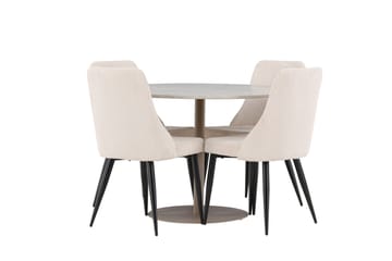 Lycke Matgrupp 110 cm Rund med 4 Leone stolar - Beige/Beige - Möbler - Bord & matgrupp - Matgrupp