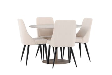 Lycke Matgrupp 110 cm Rund med 4 Leone stolar - Beige/Beige - Möbler - Bord & matgrupp - Matgrupp
