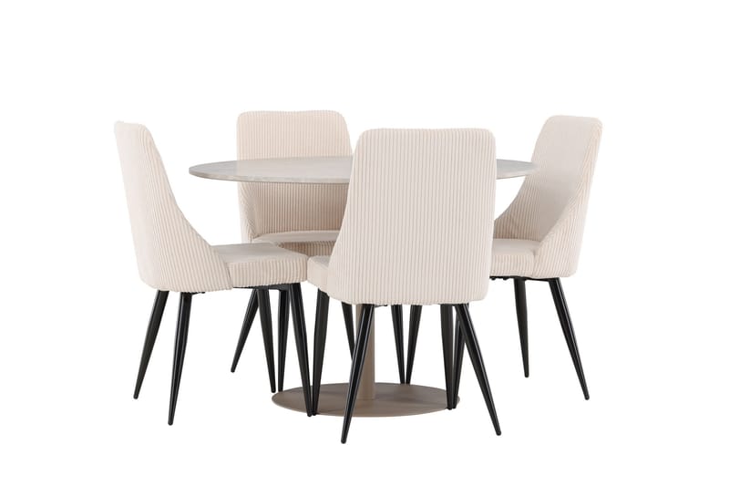 Lycke Matgrupp 110 cm Rund med 4 Leone stolar - Beige/Beige - Möbler - Bord & matgrupp - Matgrupp