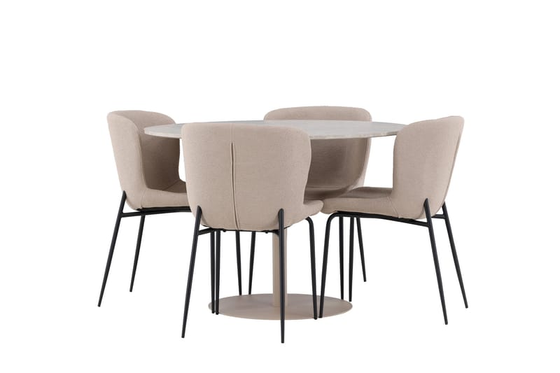 Lycke Matgrupp 110 cm Rund med 4 Modesto stolar - Beige/Beige - Möbler - Bord & matgrupp - Matgrupp