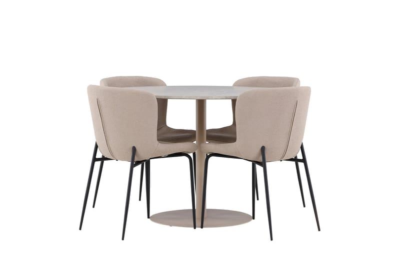Lycke Matgrupp 110 cm Rund med 4 Modesto stolar - Beige/Beige - Möbler - Bord & matgrupp - Matgrupp
