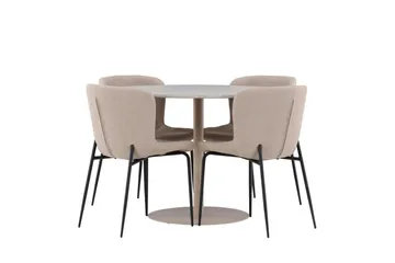 Lycke Matgrupp 110 cm Rund med 4 Modesto stolar - Beige/Beige - Möbler - Bord & matgrupp - Matgrupp