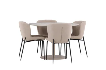 Lycke Matgrupp 110 cm Rund med 4 Modesto stolar - Beige/Beige - Möbler - Bord & matgrupp - Matgrupp