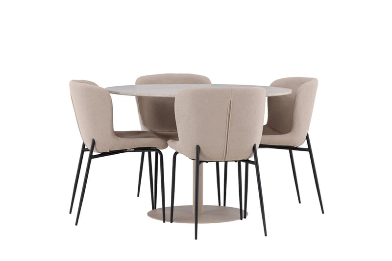 Lycke Matgrupp 110 cm Rund med 4 Modesto stolar - Beige/Beige - Möbler - Bord & matgrupp - Matgrupp