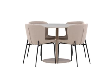 Lycke Matgrupp 110 cm Rund med 4 Modesto stolar - Beige/Beige - Möbler - Bord & matgrupp - Matgrupp