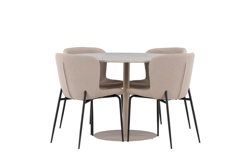 Lycke Matgrupp 110 cm Rund med 4 Modesto stolar - Beige/Beige - Möbler - Bord & matgrupp - Matgrupp