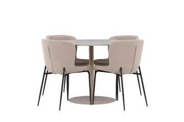 Lycke Matgrupp 110 cm Rund med 4 Modesto stolar - Beige/Beige - Möbler - Bord & matgrupp - Matgrupp