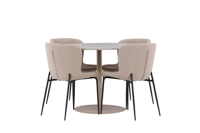 Lycke Matgrupp 110 cm Rund med 4 Modesto stolar - Beige/Beige - Möbler - Bord & matgrupp - Matgrupp