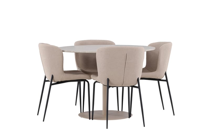 Lycke Matgrupp 110 cm Rund med 4 Modesto stolar - Beige/Beige - Möbler - Bord & matgrupp - Matgrupp