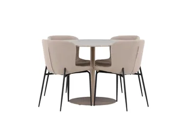 Lycke Matgrupp 110 cm Rund med 4 Modesto stolar - Beige/Beige - Möbler - Bord & matgrupp - Matgrupp